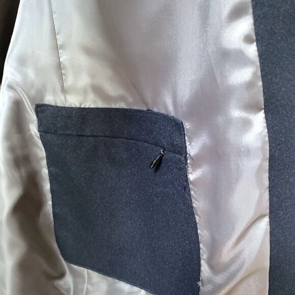 JKT NEW YORK Mens Jacket 46R Navy Blue Blazer Layered w/ Removable Collar Vest - Picture 9 of 14